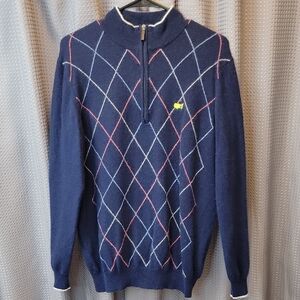 MASTERS Clubhouse Collection Cashmere 1/4 Zip Sweater MADE IN ITALY Large L